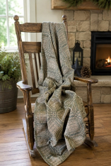 NORMANDY GREEN/TAN THROW *NEW*